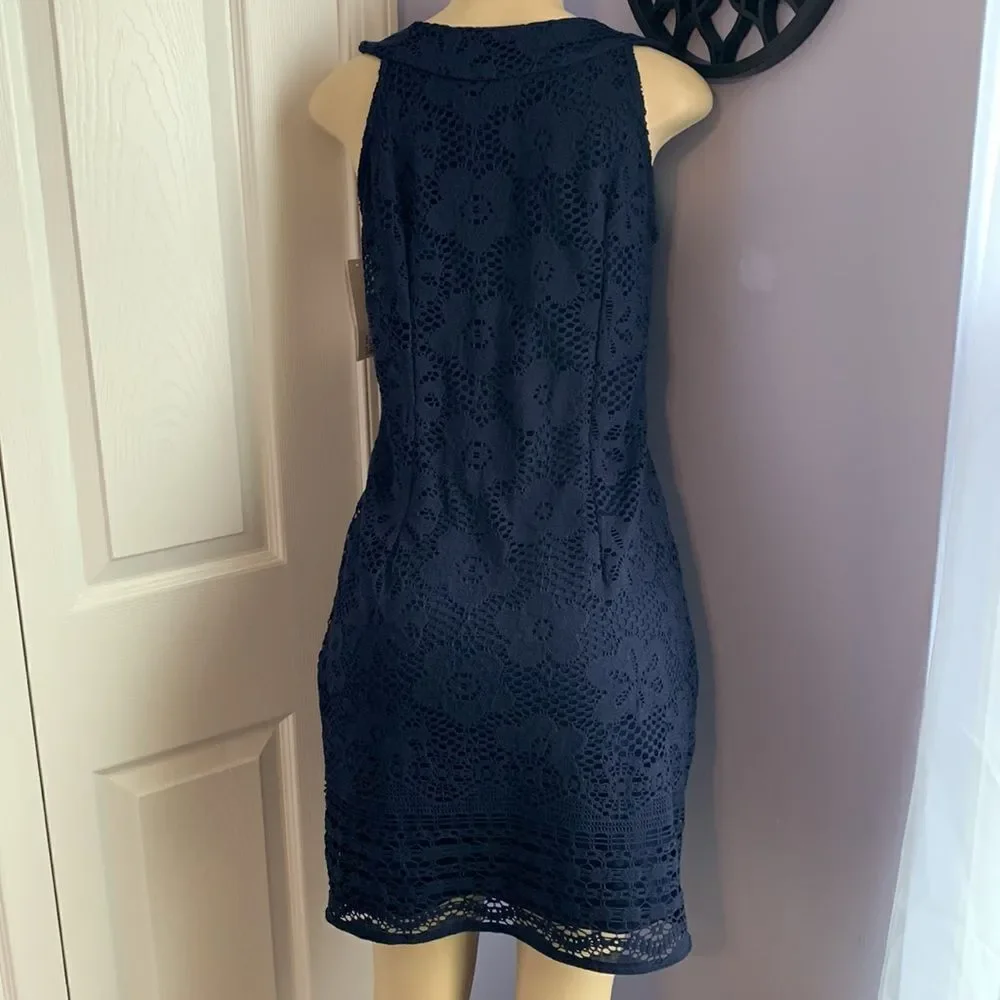 Navy Beaded Cocktail Party Formal Special Occasion Dress 4